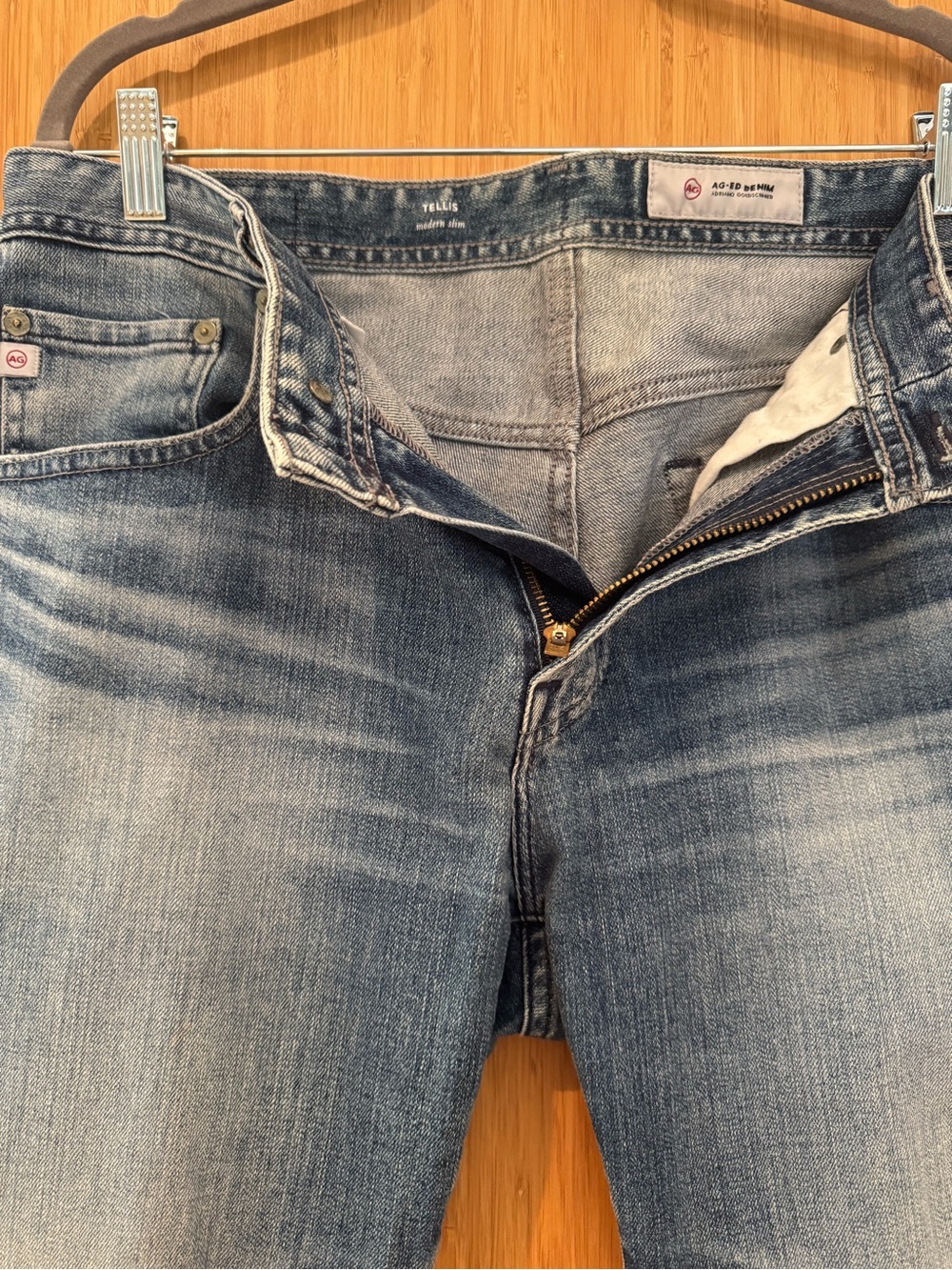 AG Adriano Goldschmied Slim Straight Washed Blue Jeans- 34R - Picture 3 of 5